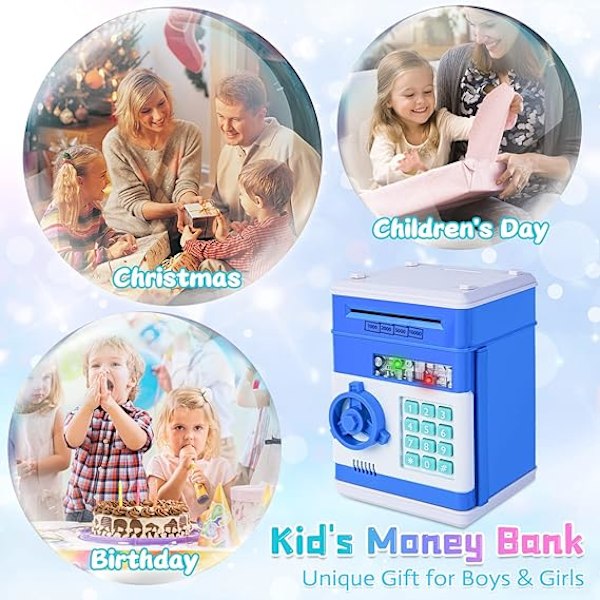 Spargris ATM Bank Elektronisk Myntboks for Barn - Hot Gave Blue