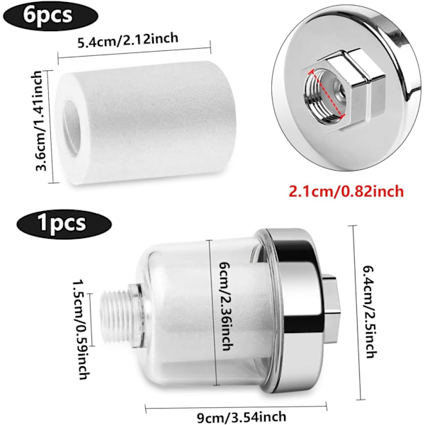 Suihkun veden suodatin Kalkinpoistosuodatin 6 suodattimella, ZQKLA