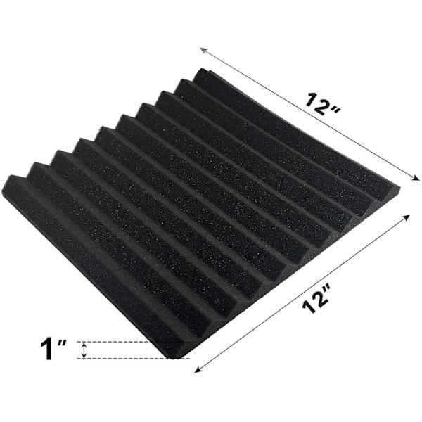 12-pak akustiske skumplader, 1\" x 12\" x 12\" Studiolydisolerende kileformede brandsikre lydisolerende akustiske