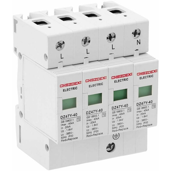Overspændingsbeskytter til eltavle, DZ47Y-40KA 385V SPD-hus Overspændingsbeskytter Lavspændingsbeskytter 4P Overspændingsbeskytter Beskytter, Flerfarvet