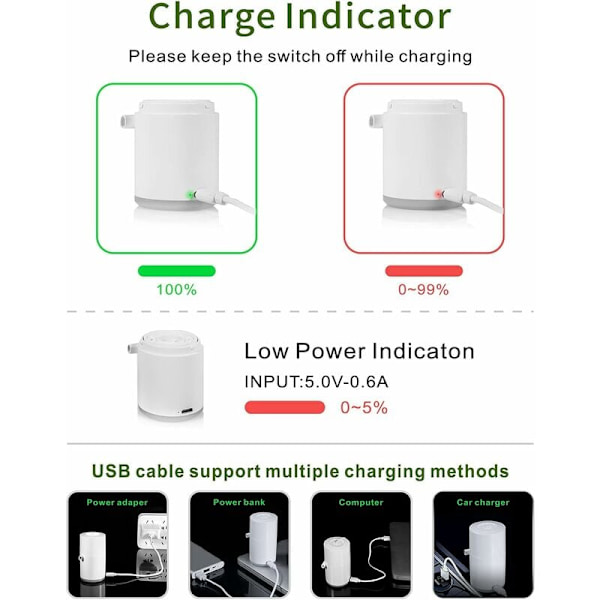 Sähköinen ilmapumppu Kannettava langaton USB-pumppu 1300mAh ladattava 3,5 kPa pallopumppu telttavalolla ilmapatjalle/ilmapatjalle/uima-altaalle