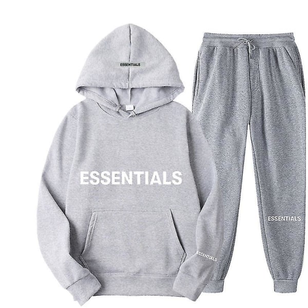 Lanhu Essen-tials Huppari Fear Of God Kirjain Haara Linja Huppari Unisexille Vaaleanharmaa Light Gray 3XL