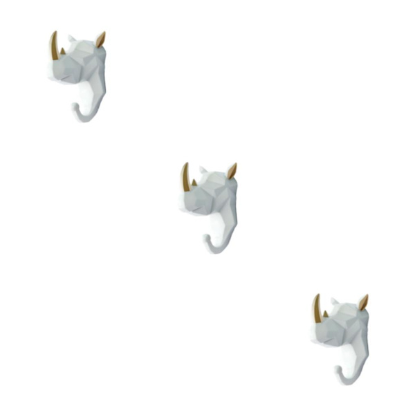 1/2/3/5 Kestävä ja vahva eläinpään avaimenkoukku yksinkertaiselle valkoiselle kullalle (sarvikuono) White gold (rhino) 3 Sets