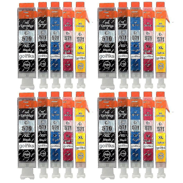 4 set med 5 bläckpatroner för att ersätta Canon Pgi-570 & Cli-571 Kompatibel/icke-oem från Go Inks (20 bläck)