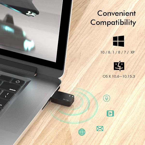 1300 Mbps USB 3.0 Trådløs WiFi-adapter for PC, USB Wi-Fi Dongle