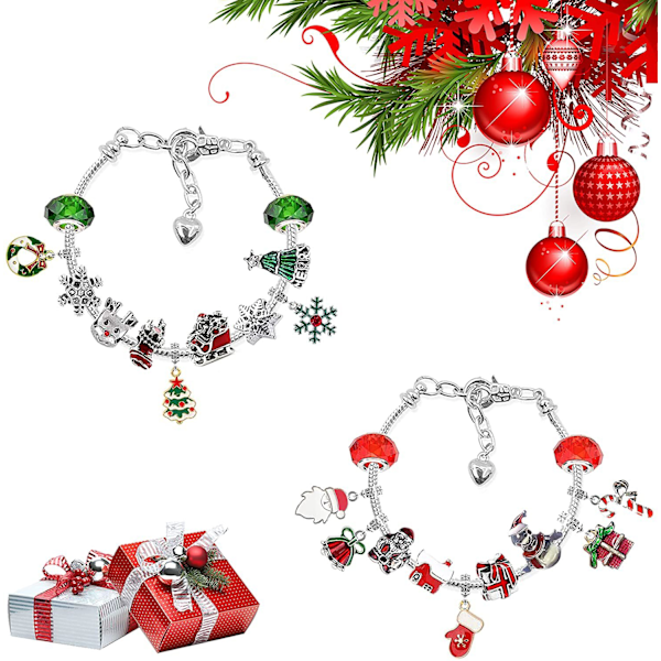 Julekalender med 24 ruter for nedtelling, DIY-armbånd for barn, overraskelsesboks, gulldrakt C
