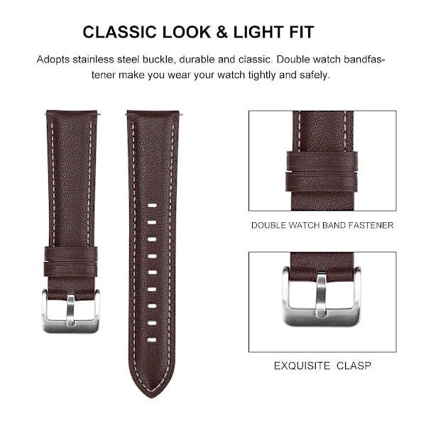 20mm 22mm klokke for Samsung Galaxy Watch Active 2 40mm 44mm erstatningsarmbånd Elegant armbånd 3 Kaffe 3 Coffee 22mm