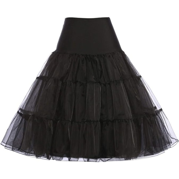 50'er Petticoat Rockabilly Kjole Crinoline Tutu Til Kvinder ZX Sort Black XL