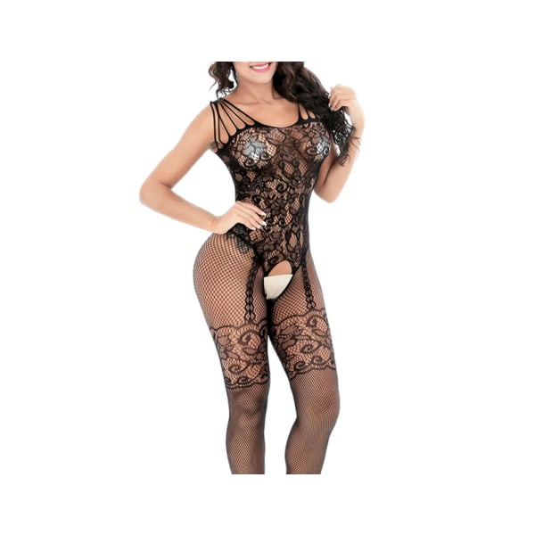 Lace Mesh Legless Full Body Strømpebukse Undertøy Nattøy - Svart