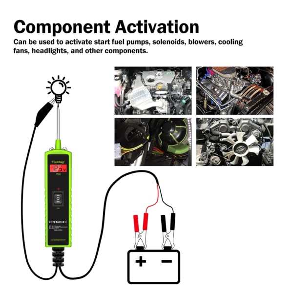 Biltester DC6/12/24V Digital krets tester, Heavy Duty Light Tester Spenningstester Elektrisk testpenn