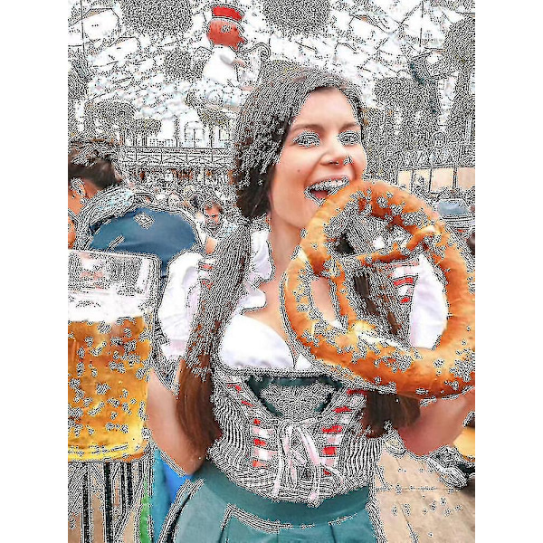 Ny Dame Dirndl Bayersk Dame Traditionel Kjole Ølpige Kjole Bluse Forklæde Sort Black XL