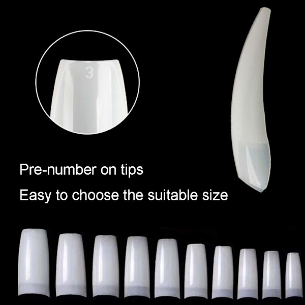 Akryl Negle Tips Hvid 500stk Fransk Kunstige Falske Tips til Manicure Neglekunst Saloner & Hjem DIY