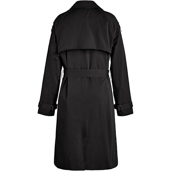 Loalirando - Trenchcoat Dubbelknäppt Klassisk Lång Jacka Vindtät Höst Vårjacka black XXL