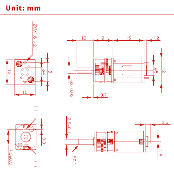 Högvridmomentväxelmotor 1: 1000 reduktionsväxelmotor för smart robotbilsleksaksmodell flygplansleksaksreduktionsmotor (6V 30RPM) Lefou Sunmostar