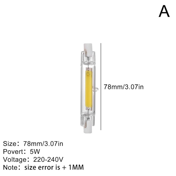 LED R7s COB 78mm 118mm himmennettävät lasiputket 15W 30W Lampun vaihto yellowA 78mm