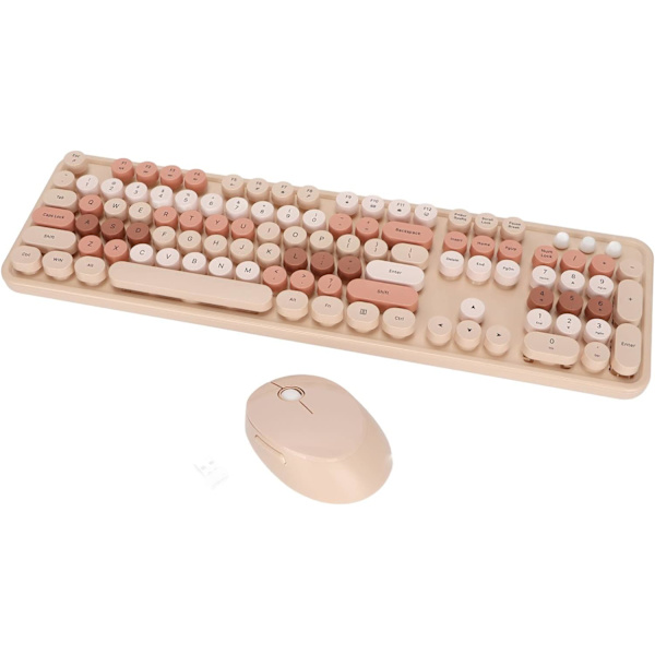 Trådlöst tangentbord och mus-kombo - 2.4G Retro Round Keycaps