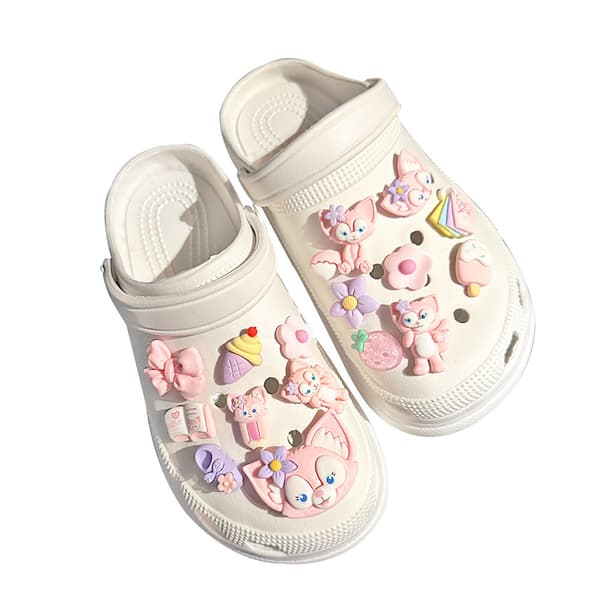 16 st blommor rosa lingna skoberlocker för Croc Charms för Tee[qb]