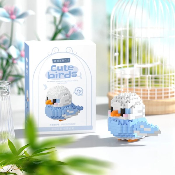 Mini byggeklodser 3D fugleserie søde papegøje model mursten som borddekoration legetøj 8918