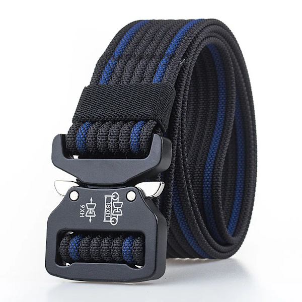 Retro Politi Taktisk Bælte Stærk 1200D Ægte Nylon Militær Hær Bælte Rustfrit Metal Hurtigudløser Spænde Qutdoor Arbejdsbælte Sort Black blue 125cm Adjustable