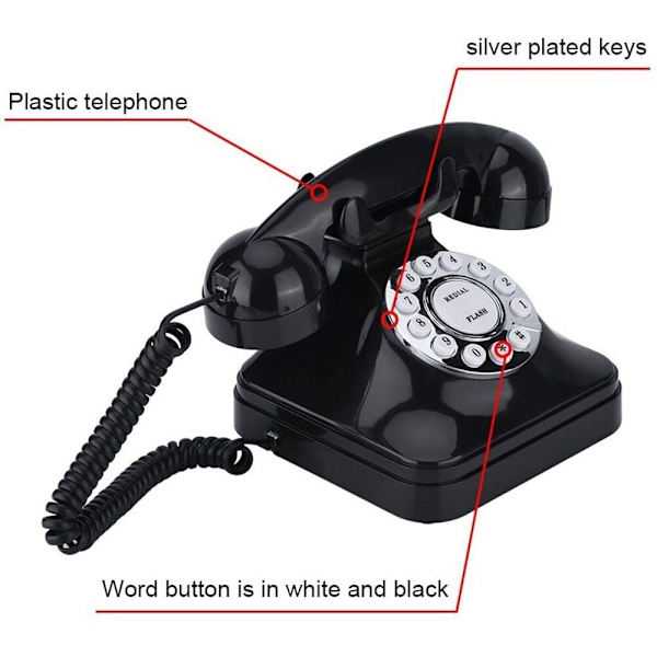 Vintage fastnettelefon i retro stil hjemmetelefon med ledning