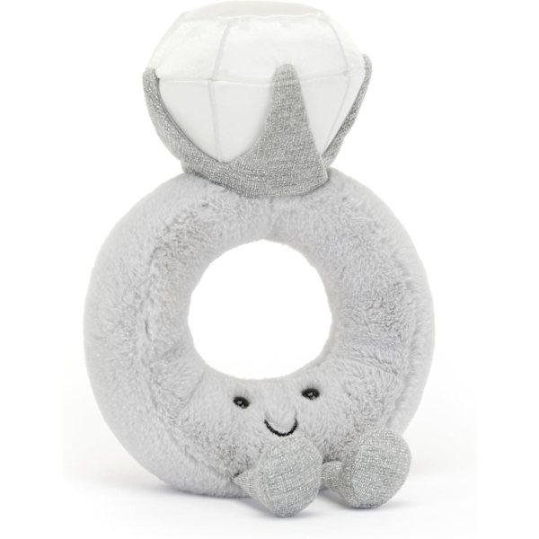 Jellycat Amuseables Diamantring Fyldt Legetøj, 8 tommer | Bryllupsring Plys | Forlovelses- og Bryllupsgave