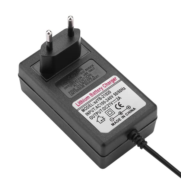 AC 100-240V DC 21V 2A Sikker ladeadapter Litiumionbatterilader EU-plugg