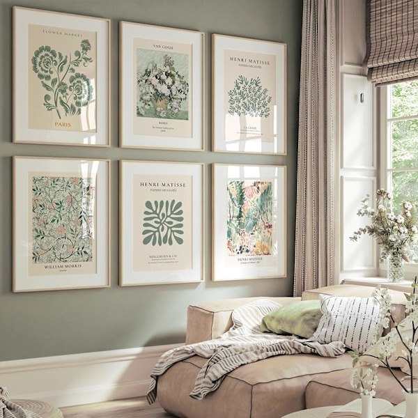 Gröna Växter Canvas Tavlor Matisse Poster Set, Moderna Väggbilder Dekoration Vardagsrum Sovrum Väggdekoration Bilder 20 x 25 cm