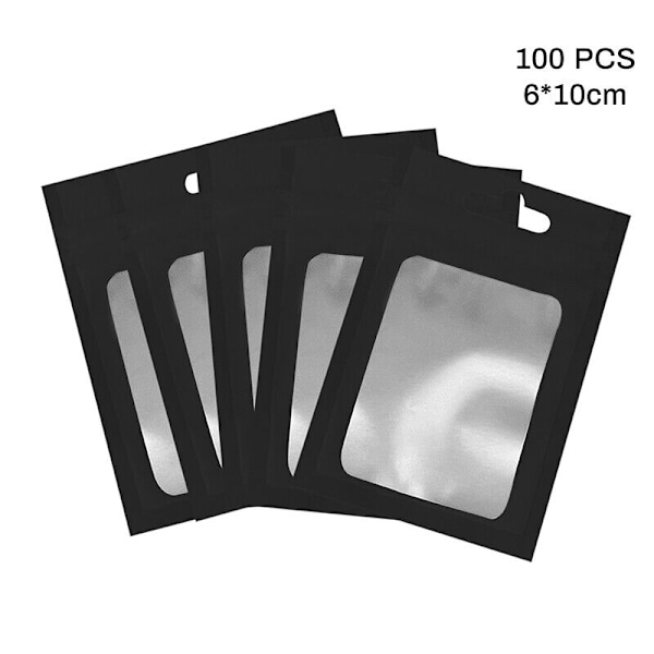 Klar lynlås forsegling Mylar poser lynlås pose aluminiumfolie genlukkelig pose 100stk sort Black 12*20cm