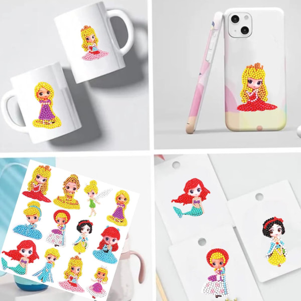 Timanttimaalaus lapsille, 5D DIY timanttimaalaus, lapset pojille ja tytöille 5 6 7 8 Syntymäpäivälahjat tytöille (PrincessSeries12pcs)