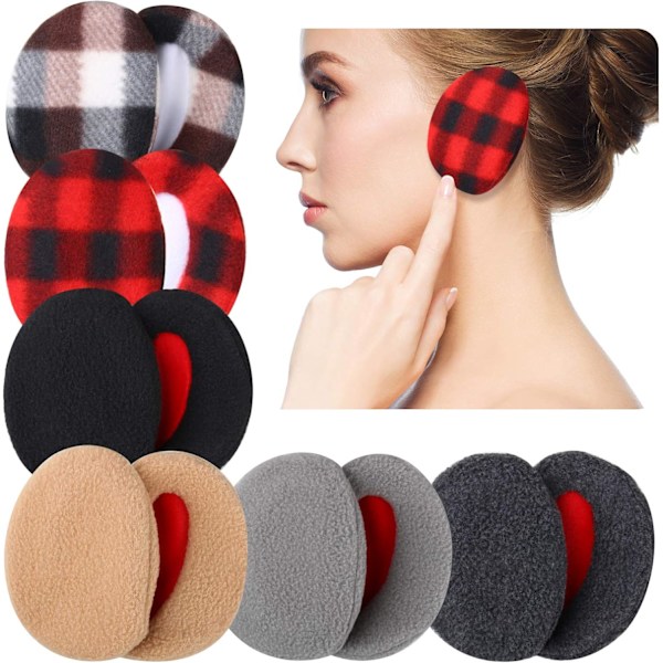 6 pairs of earmuffs Bandless ear warmers in fleece Winter earmuffs