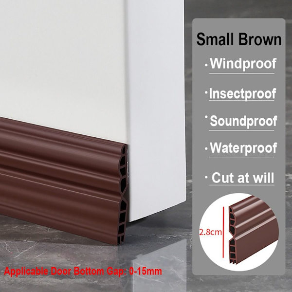 100 cm Tätningslist för Dörrbotten Dragskydd LITEN Small Brown-28mm Small Brown-28mm