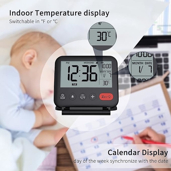 Resklocka Mini Bärbar LCD Digital Klocka C
