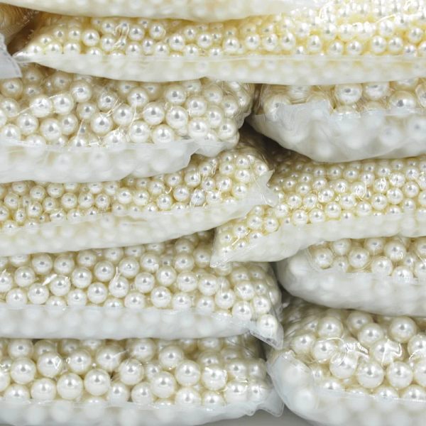 3-30mm Svart Hvit Beige Imitasjon Perle Perler Rund Akryl Løs Perler For Håndarbeid Smykkeproduksjon DIY Halskjede Armbånd Black