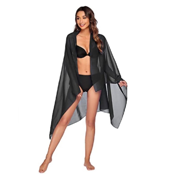 Strand Sarong Pareo Bikini Wrap Skjørt Cover Up For Badetøy black