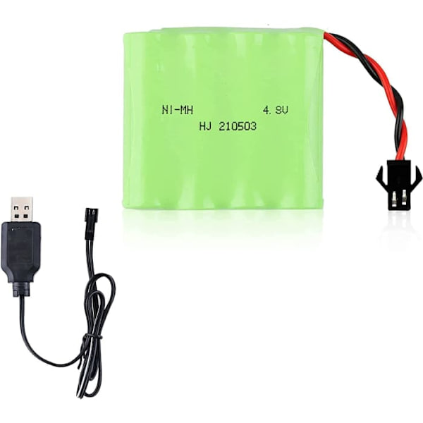 4,8V Ni-MH 1200mAh oppladbar batteri for bilfjernkontroll + USB-lader