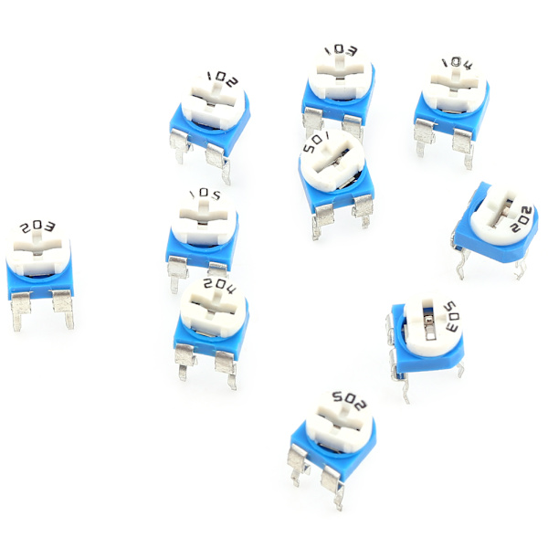 100 stk 10 værdier 500ohm-1M ohm Film Variabel modstand Potentiometer Rheostat Trimpot Assortment