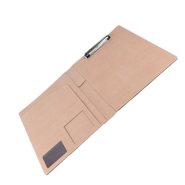 Multifunksjonell A4 PU Forretningsdokument Konferansemappe Organizer Bag med Kortspor Svart