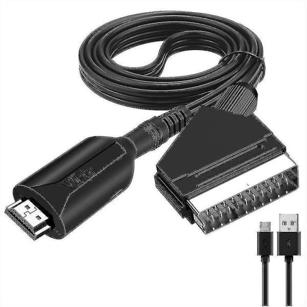 Hdmi-Scart-kaapeli, 1 metrin pituinen suora liitäntä, kätevä muuntaja Fk