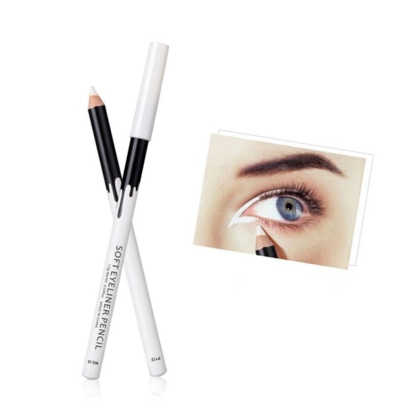 White Eye Liner Långvarig och vattentät icke-blommande Eye Liner Pen Horisontell Silk Mask Penna för professionell eller familj++/