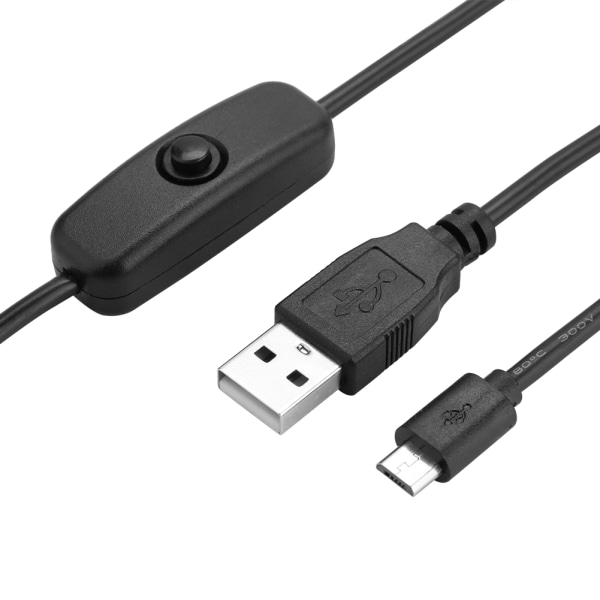 Micro USB-strømkabel med tænd/sluk-knap til Raspberry Pi 3/2/B/B+/A++
