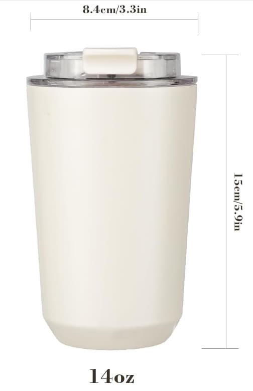 Dubbelväggig isolerad resemugg för kaffe 414 ml läckagesäker termokopp med lock 2-pack svart och vit
