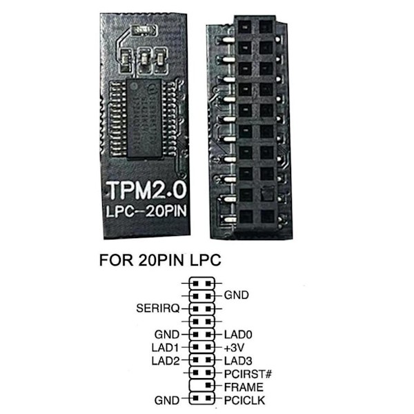 TPM2.0 Säkerhetsmodul Stöder Multibrand Moderkort 20-1 black 20pin LPC