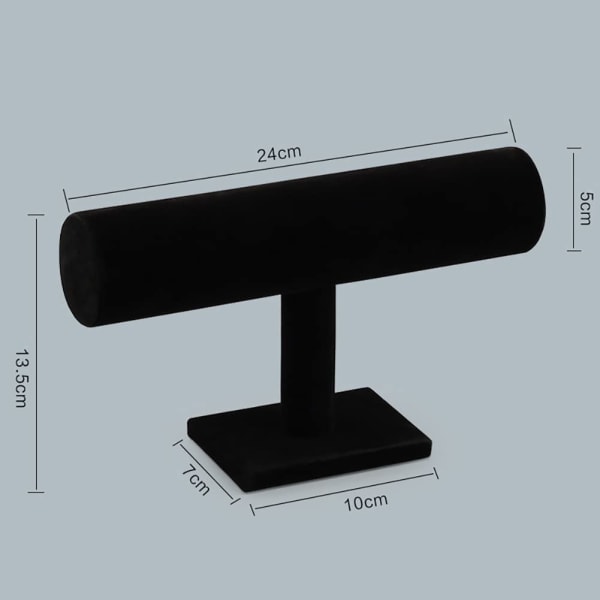 Svart Sammetsarmband Display Stativ T-formad Smyckestativ Halsband Förvaring Hållare Armband Anklet Organizer för Kvinnor Män Flickor