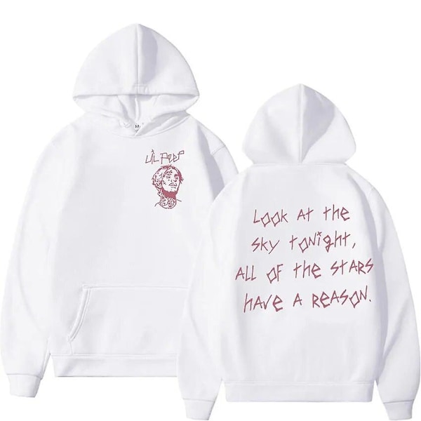 Rapper Lil Peep Tour Concert Hoodie Hip Hop Fashion Sweatshirt Menn Unisex Casual Lang Arm Hood Gothic Streetwear Svart L