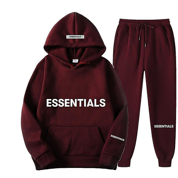 Lanhu Essen-tials Huppari Fear Of God Kirjain Haara Linja Huppari Unisex Viininpunainen Wine Red 3XL