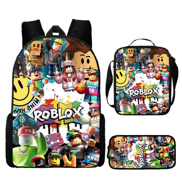 Roblox Tryckt Studentryggsäck 3-delat Set Stor Kapacitet med Pennfodral 10