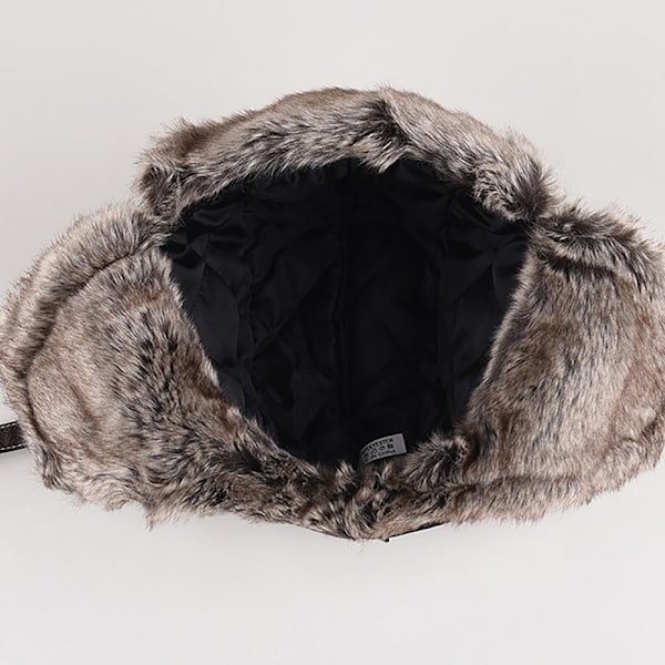 1 stk Vinter Ushanka Hat til Mænd Kunstig Pels Læder Sne Hat Med Øreklapper Coffee