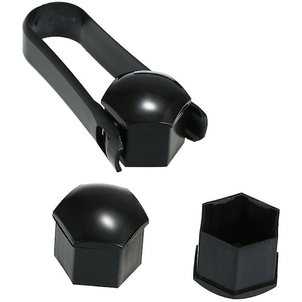 20 stk Universal 21mm hjulmutterbeskytter Plating Lug Nut Caps Skruer Beskyttelse Svart