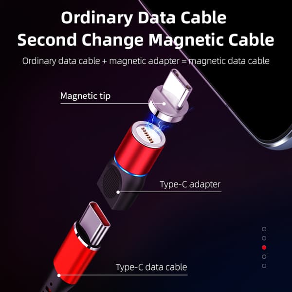 USB Type C Magnetisk Adapter 360° Roterende Magnetisk Telefonkabel Adapter Kobling