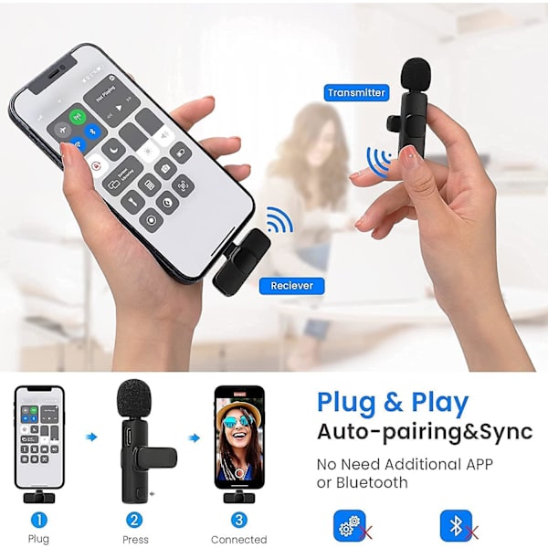 Mkk Trådløs Lavalier Mikrofon Til Iphone Ipad Mini Lapel Mic Plug & Play Til Optagelse Youtube Facebook Live Stream Tiktok Vlog Interview - Støj R